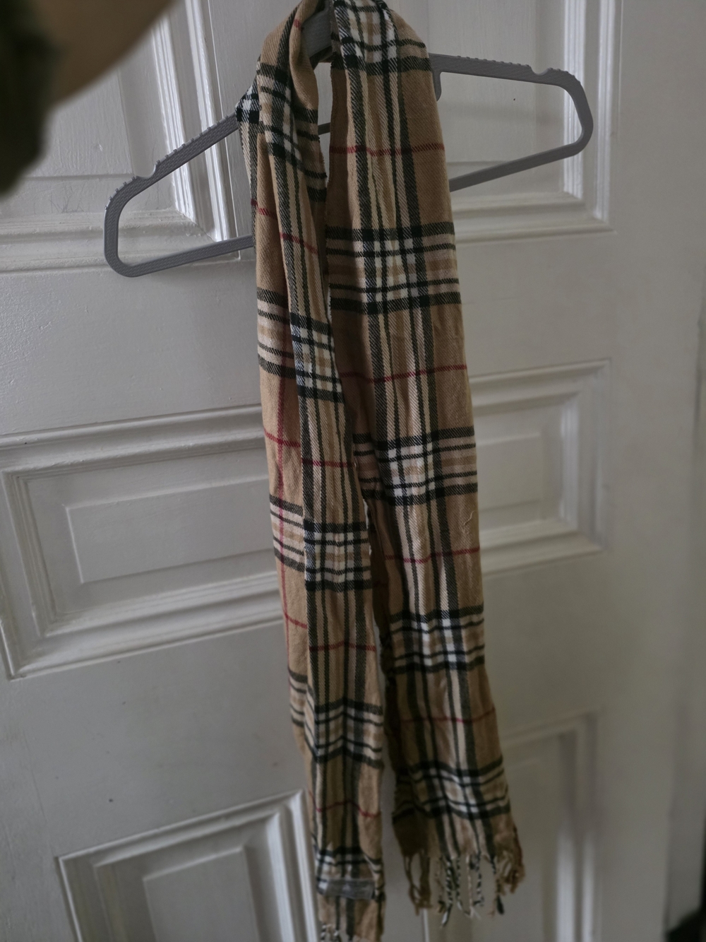 Bundle Includes 2 Scarves: Classic Plaid Fringe Scarf in Beige, Black & Red